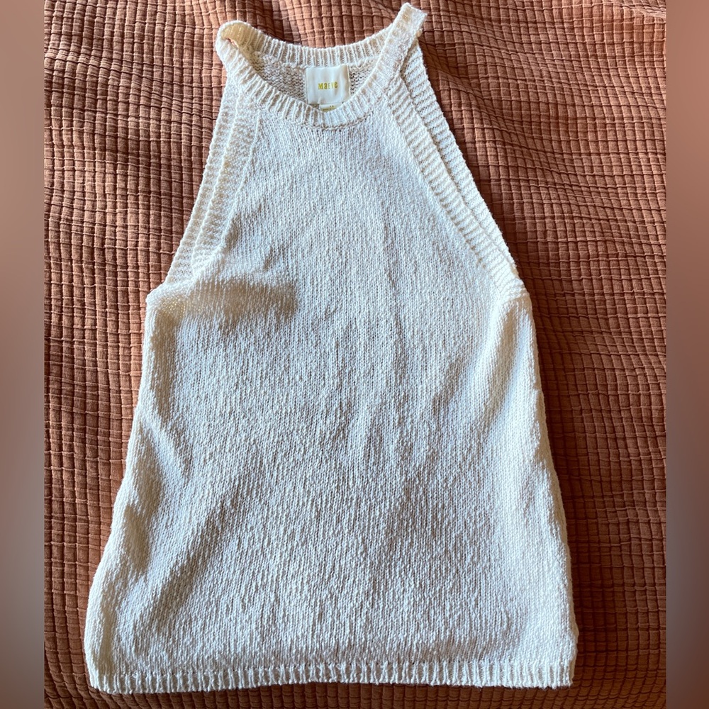 Maeve Cream Knit Halter Top, xs